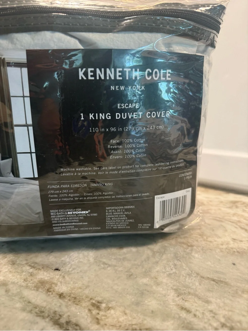 Kenneth Cole Escape King Duvet Cover - light gray